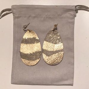 Gold zebra leather earrings
